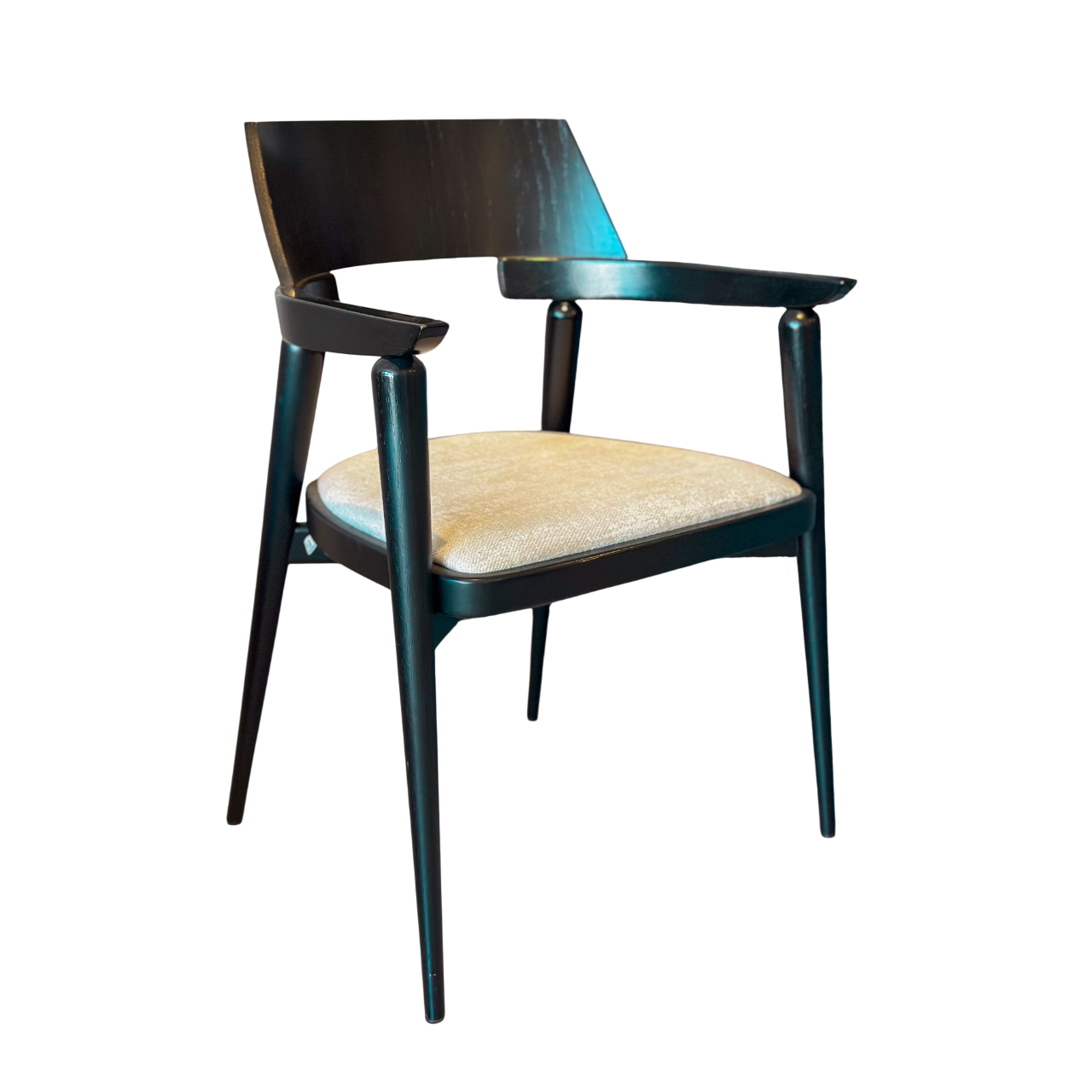 Cadeira de Madeira Maciça Encosto Curvado e Assento Estofado - Uultis