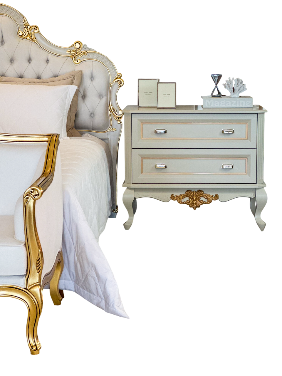 Cômoda Provençal Off White com Dourado Soléil - Kleiner