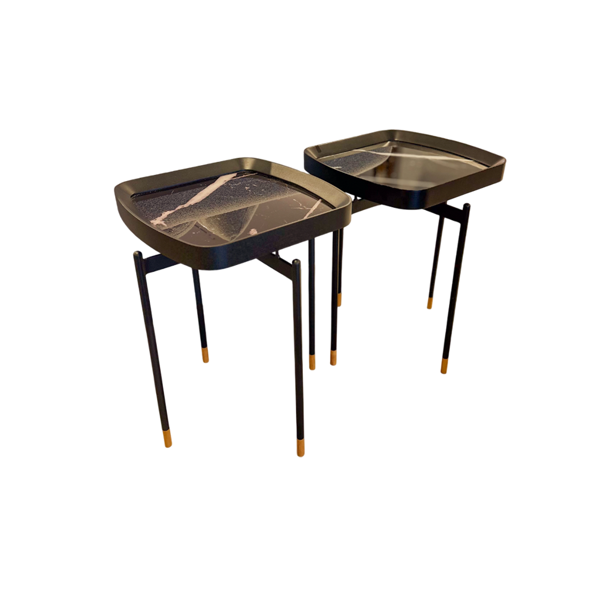 Mesa de Apoio com Tampo em Vidro Preto Nero - Uultis