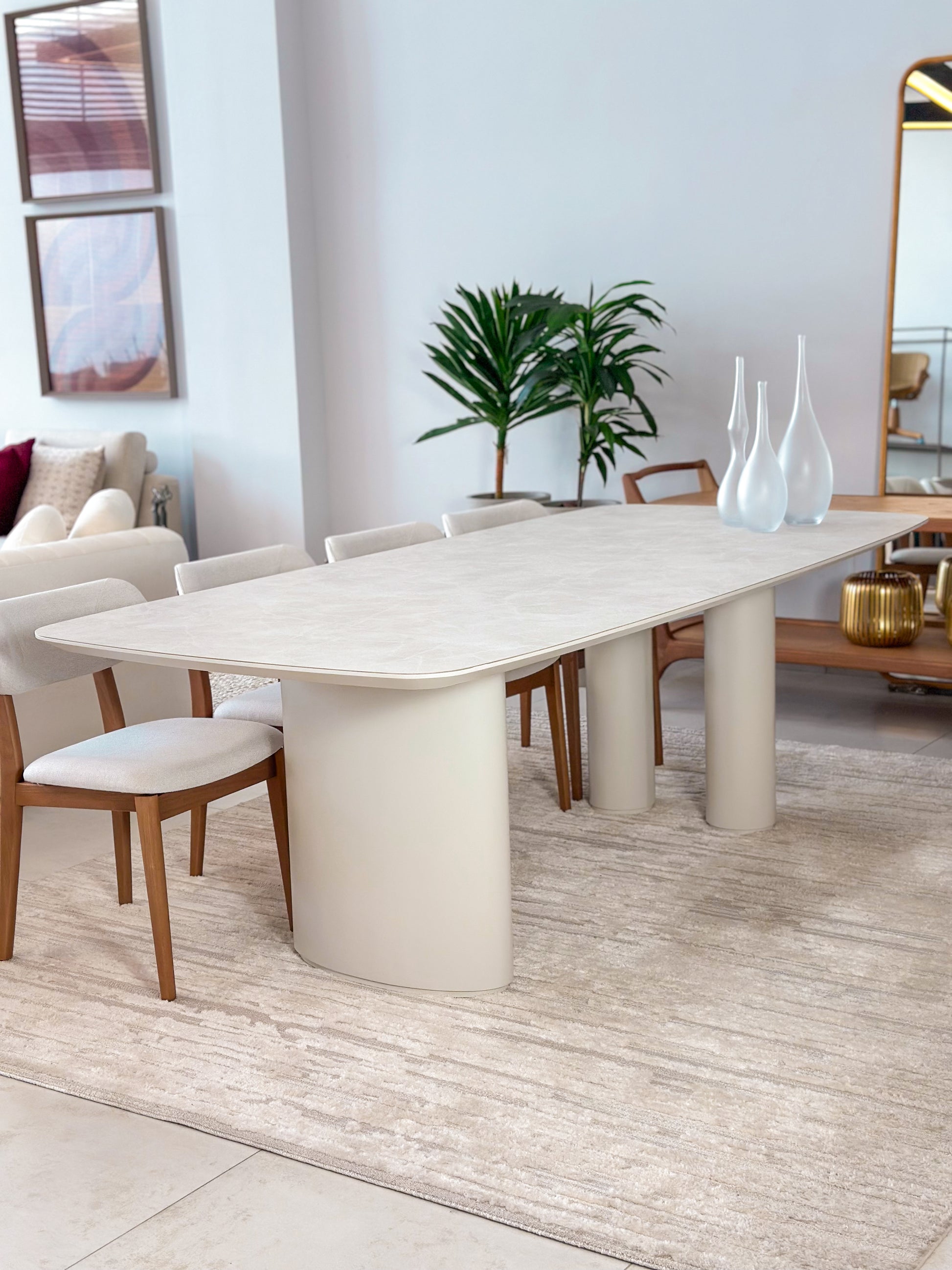 Mesa de Jantar 2,40m em Laca Off White