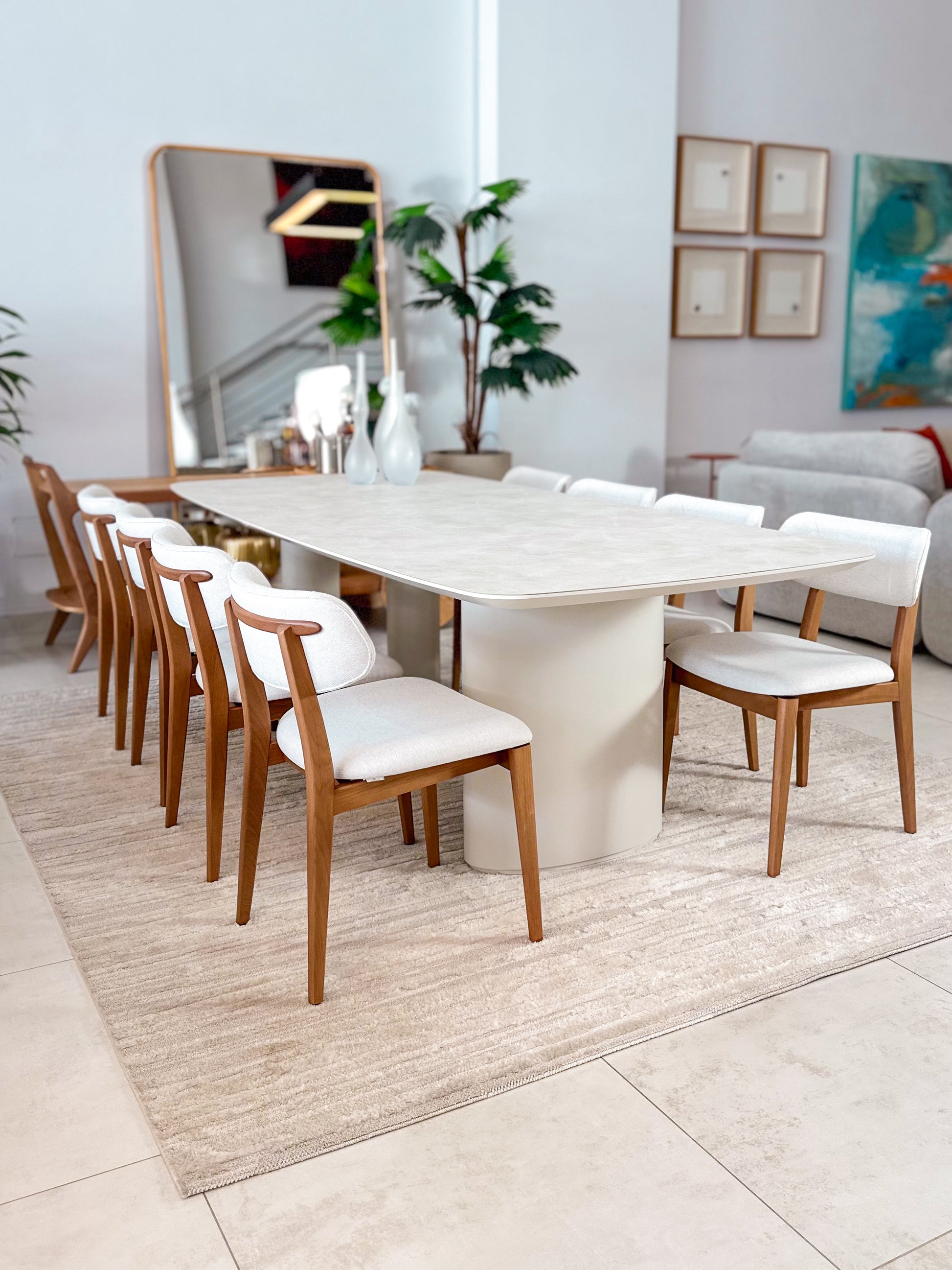 Mesa de Jantar 2,40m em Laca Off White