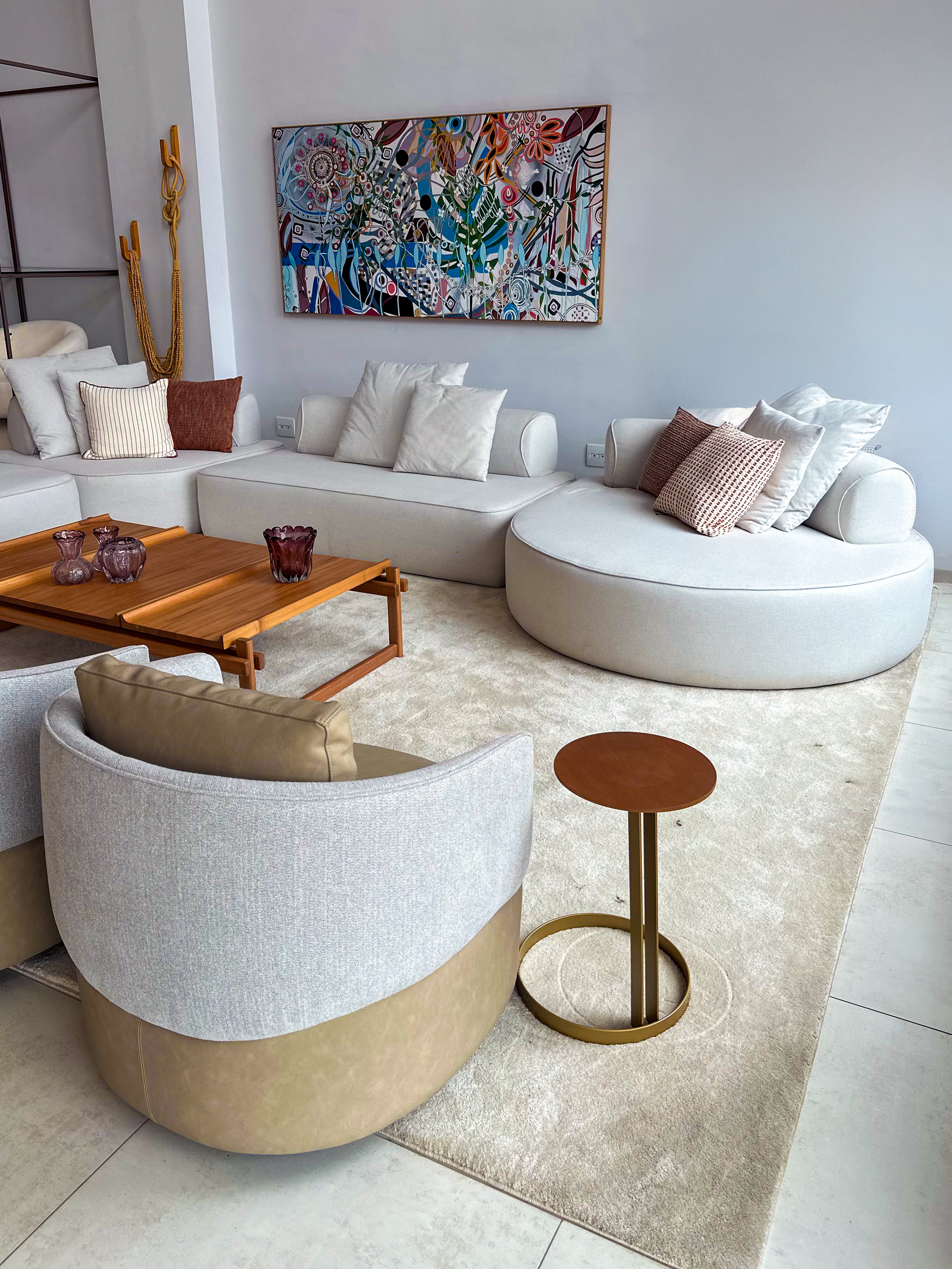 Sofá Modular com Chaise com Pedra